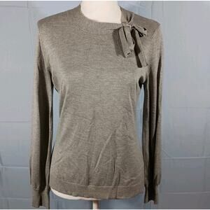 Adrianna Papell Sweater Women's Small Gray Bow Tie Balloon Sleeve Top
